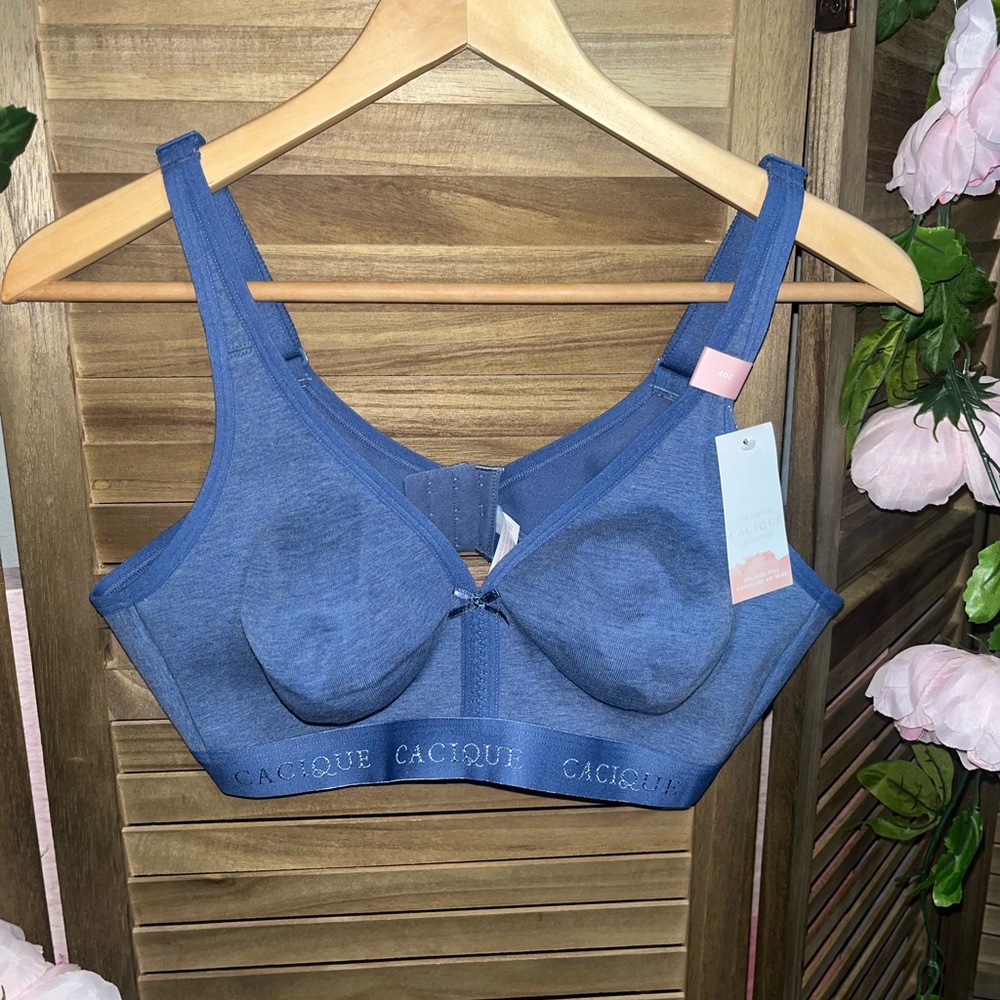 Cacique Blue Unlined Full Coverage No Wire Bra 40C
